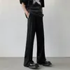 Men's Suits Summer Black Suit Pants Men Fashion Social Mens Dress Korean Loose Straight Ice Silk Office Formal Trousers