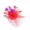 Bérets Plumes Épingles À Cheveux Cocktail Chapeau Fascinators Base Rouge Et Violet Bandeaux De Fête De Mariage Français Maille Voile Cheveux Cerceau Ornements Mariée