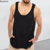 Mens Tank Tops Summer Top Loose Knit Sports Vest Fashion Solid 100% Viscose Sleeveless Male Tshirt Breattable Mesh 230717