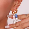 Boucles d'oreilles bohème perle d'eau douce perlée fleur pour femmes été bord de mer vacances bijoux accessoires