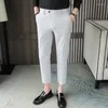 Herrenanzüge Hochwertige Business Casual Slim Anzughose im britischen Stil Kleine Füße Neun-Punkt-Hose Einfarbig All-Match 29-36