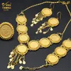 Wedding Jewelry Sets ANIID Dubai Gold Plated Coin Necklace Bracelet Jewelry Sets For Women African Ethiopian Bridal Wedding Luxury Jewellery Gifts 230717
