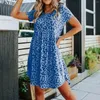 Casual Dresses Summer Dress Women Party Slim Festival Leopard tryckt mönster Rund hals lång 2023 Vestidos