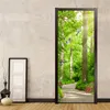 Wallpapers Forest Woods Sunshine Small Road Creative DIY Door Sticker PVC Self-adhesive Wallpaper For Living Room Bedroom Mural