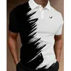 Hommes Polos Mode Polo Shirt 3d Noir Et Blanc Imprimé Lâche Blouses Surdimensionnées Vêtements D'été Décontracté Manches Courtes