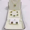 4 Four Leaf Clover Luxury Designer Necklace Jewelry Set Pendant Necklaces Bracelet Stud Earring Women ChristmValentine's Day Birthday Gifts No Box Three-piece Set