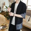 Etnisk kläder kinesiska stil linnekläder män kimono cardigan traditionell yukata japansk samurai casual asiatisk 30385