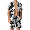 Fatos de treino masculinos Panda preto e branco Conjuntos masculinos Art Print Shorts casuais Beachwear Conjunto de camisas Cool Graphic Terno Manga curta Plus Size