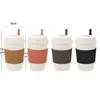 Coffee Pots Fashion Simplicity Reusable Cup With Lids Wheat Straw Portable Eco Friendly Mug Tea Espresso