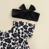 Clothing Sets Fashion Baby Girls 3PCS Summer Clothes Suit Short Sleeve Printed Plain Leather Skirt Pants Headband