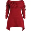 Casual Dresses European American Large Dress Pleated Collar Long Sleeve Hem Irregular Sexy Plus Size Velvet Vestidos Clothes