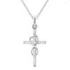 Pendant Necklaces Japan Korea 8 Shaped Heart Hollowed Minimalist Cross Necklace For Women Girl Senior Rhinestone Christian Jewelry