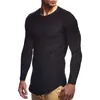 Chemises actives printemps automne Gym hommes t-shirt décontracté à manches longues hauts t-shirts Sport Fitness respirant séchage rapide