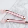 Dispositivos de cuidados faciais Rolo massageador facial elétrico de quartzo rosa rosa Jade natural Massagem para cuidados com a pele para rosto, pescoço, corpo, beleza, elevador, ferramenta de emagrecimento 230717