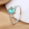 Cluster Ringen Real S925 Sterling Zilveren Ring Licht Luxe Groene Zirkoon Open Voor Vrouwen Mode Engagement Verjaardagscadeau Sieraden