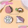 Pins Brooches Caffeine Molece Enamel Pins Physics Protracturtle Turtle Hippo Brooch Use Brain Well Lapel Badge Funny Jewelry Gift F Dhthm