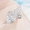 Cluster Rings Shiny Wing Party Ring For Women Micro Paved CZ Feather With A Square Zircon Freedom Romantic Finger Trendy Jewelry