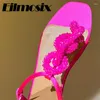 Sandaler 2023 Summer Crystal String Bead Flat Heels Women Flip Flops Buckle Strap Peep Toe Sexig Slingback Shoe