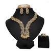 Collier Boucles D'oreilles Ensemble Dubai 18k Plaqué Or Bijoux Femmes 10 Ans Unique Cuivre Pendentif Mariages Bijoux