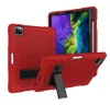 3 Layers Protective Kickstand Tablet PC Cases Bags for iPad Pro 12.9 Tough Rugged Armor Anti-shock Cover with Pencil Holder Red