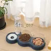 Gamelles pour chiens Mangeoires Autres fournitures pour animaux de compagnie Bol de nourriture pour animaux de compagnie 3 en 1 Distributeur automatique de nourriture pour chien et chat avec fontaine à eau Double bol à boire Bols à vaisselle surélevés x0717