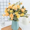 Dekorativa blommor konstgjorda pioner Silke för heminredning Högkvalitativ plast Fake Bouquet Wedding Table Centerpiece Decor