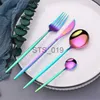 Briefs Panties Other Panties Mirror Rainbow Stainless Steel Cutlery Set Dessert Fork Spoon Knife Silverware Set Tableware Steel Chopstick Complete Dinner Set x071