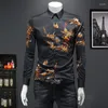 Men's Casual Shirts 2023 Autumn Winter Trendy Diamond-Ironing Long Sleeve Social Shirt Elegant Luxury Stylish Cool Top