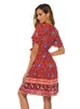 Vestidos Casuais Básicos Fitshinling Decote em V Profundo Vestido Envoltório de Verão Estampado Floral Sexy Pareo Roupa de Praia Bohemian Slim Sexy Robe Vestidos Curtos para Férias Feminino 230717