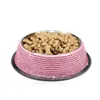 Ciotole per cani Mangiatoie Altre forniture per animali domestici New Hot Accessori per cani Ciotola per l'acqua Cuccioli Piatto di cristallo Acciaio inossidabile Strass intarsiato Pet Gatti Gattini Contenitore per alimenti x