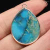 Pendant Necklaces 1pcs Natural Stone Blue Ocean Ore Charm For DIY Necklace Earring Bracelet Accessories Jewelry Making Women Gift