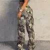 Kvinnors byxor capris echoine camouflage tryck byxor casual hiphop pocket hight midje last byxor streetwear y2k byxor klubb mode kvinnor kläder 230717