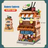 Block Mini City Street View Noodle Shop House Building Blocks in Architecture Friends Figurer Bricks Toys for Children R230718