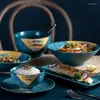 Bols japonais sous glaçure bol de riz ménage céramique manger four à micro-ondes porcelaine ensemble soupe de nouilles Bo