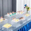 Romantyczny wystrój ślubny Deser Bar stół bufet talerz uchwyt na półkę akrylową ślub Bankiet ciasto ciastka sushi chleb owoce