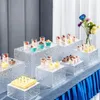 Décor de mariage romantique Dessert Bar Table Buffet support d'assiette étagère en acrylique mariage Banquet gâteau biscuits Sushi pain Fruits thé pause support décoration