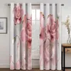 Curtain 3D Modern Flower Pearl Rose Diamond Purple 2 Pieces Thin Curtains For Living Room Bedroom Window Drape Decor