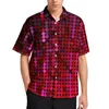 Chemises décontractées pour hommes Red Disco Ball Beach Shirt Rose Sequin Print Hawaiian Man Nouveauté Blouses À Manches Courtes Top Graphique Plus La Taille 4XL