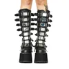 Nuova moda femminile in metallo gotico piattaforma stivali punk cosplay zeppe tacchi alti donne stivali alti al ginocchio stree scarpe donna L230704