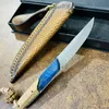 Promotion C7152 High End Fixed Blade Knife VG10 Damascus Steel Blade Full Tang Cured Wood Handle Outdoor Camping Hiking Survival Straight Knives with Leather Sheath