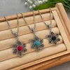 Necklace Earrings Set Vintage Hollow Sunflower Pendant Jewelry For Women Wedding Bridal Elegant Christmas Party Gift Wholesale