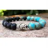 Mens Buddha mala armband blå havsmagnesit Jasper svart onyx bohemisk buddhistisk bönskydd Meditation handled mala män Brac235b