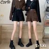 S5XL Shorts Women High Waist Woolen Temperament Autumn Winter Office Lady Loose Allmatch Wide Leg Vintage Retro Cozy Hot Sale L230621