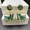 Studörhängen Multi Green Color Harts Sheet Post Round Earring for Women Girls Gold Plating Fashion Gift 2023 Style He22082