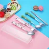 Briefs Panties Other Panties Cartoon Bear Dragon Spoon Fork Chopsticks Cutlery Set For Kids School Cute Portable Stainless Steel Tableware Kitchen Utensils x0719