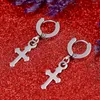 Stud Earrings Stainless Steel Small Cute Circle Round Cross Punk Style Male Jewelry