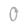 Anneaux de mariage CIAXY Couleur Argent Météore Douche Dames Creux En Forme D'étoile Double Couche Bague Réglable Élégant Bijoux De Luxe