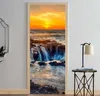 Wall Stickers Custom Size Door Mural Cover Adhesive PVC Sticker Bridge Forest Sea Glass View Scenery Wrap Wallpaper Wood Grain DIY Decals 230717