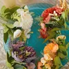 Dekorativa blommor konstgjorda blommor hortensia rosvita sidenbord mittstycken bröllop pion mormor boll falska buketter festdekor