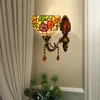 Wandleuchte, barock, türkischer Vintage-Stil, Buntglas-Wandleuchte, mediterraner Flur, Flur, Wohnzimmer, LED-Mosaik-Licht, Glanz